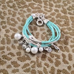 Pearl and sea life turquoise bracelet